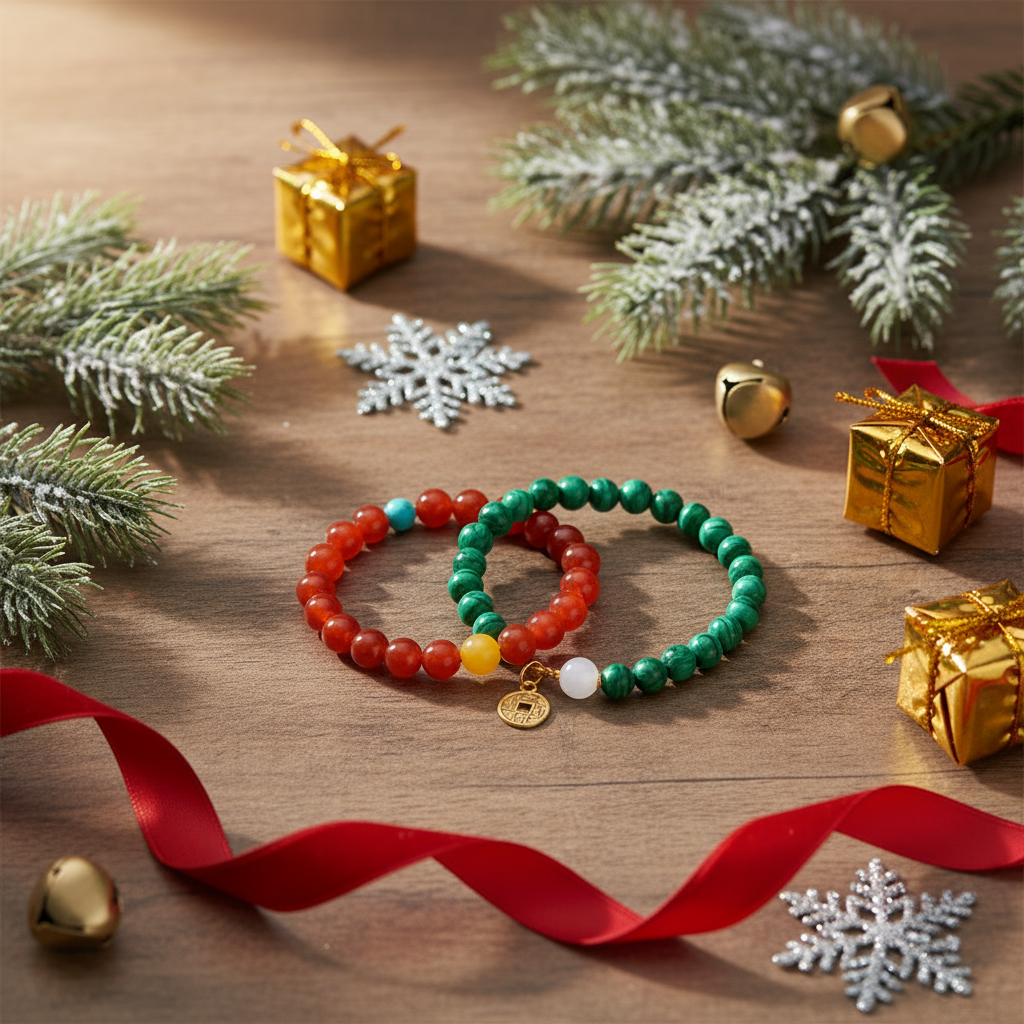 Christmas Mistletoe Duo Crystal Bracelets