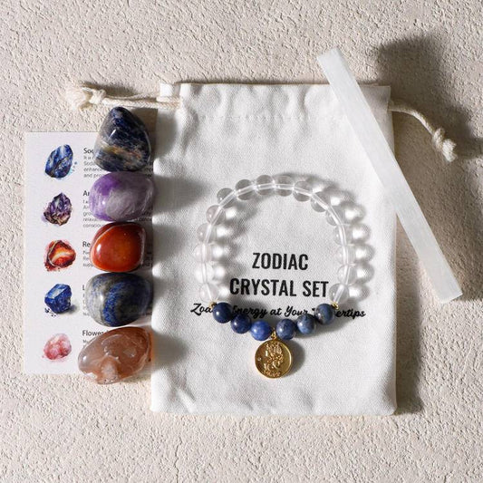 Virgo Zodiac Crystal Stone & Bracelet Set