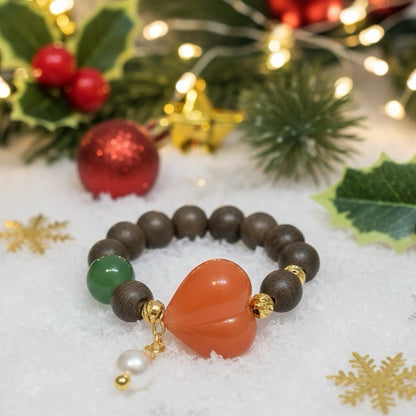 Christmas Peach Crystal Ring