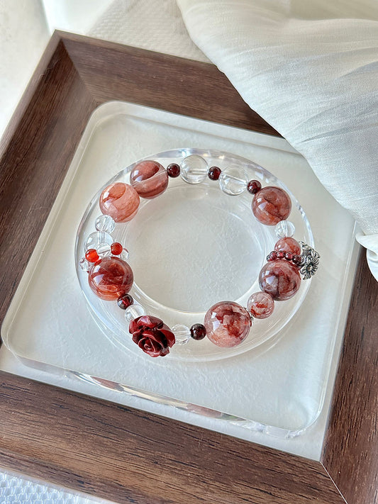 Rose Red Rutilated Crystal Bracelet