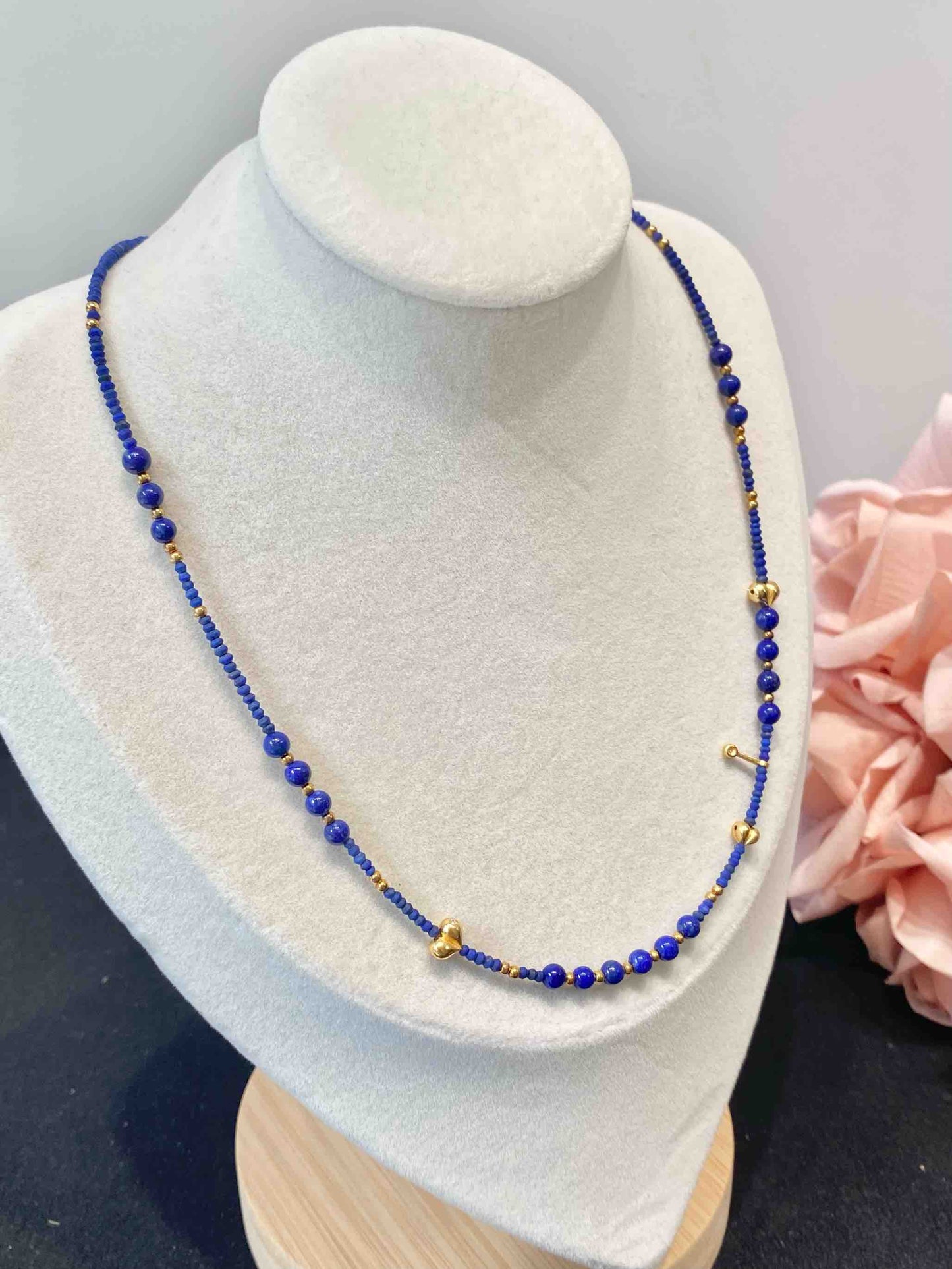 Lapis Lazuli & Gold Peach Necklace