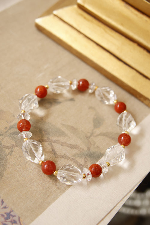 Red Agate Clear Quartz Bracelet