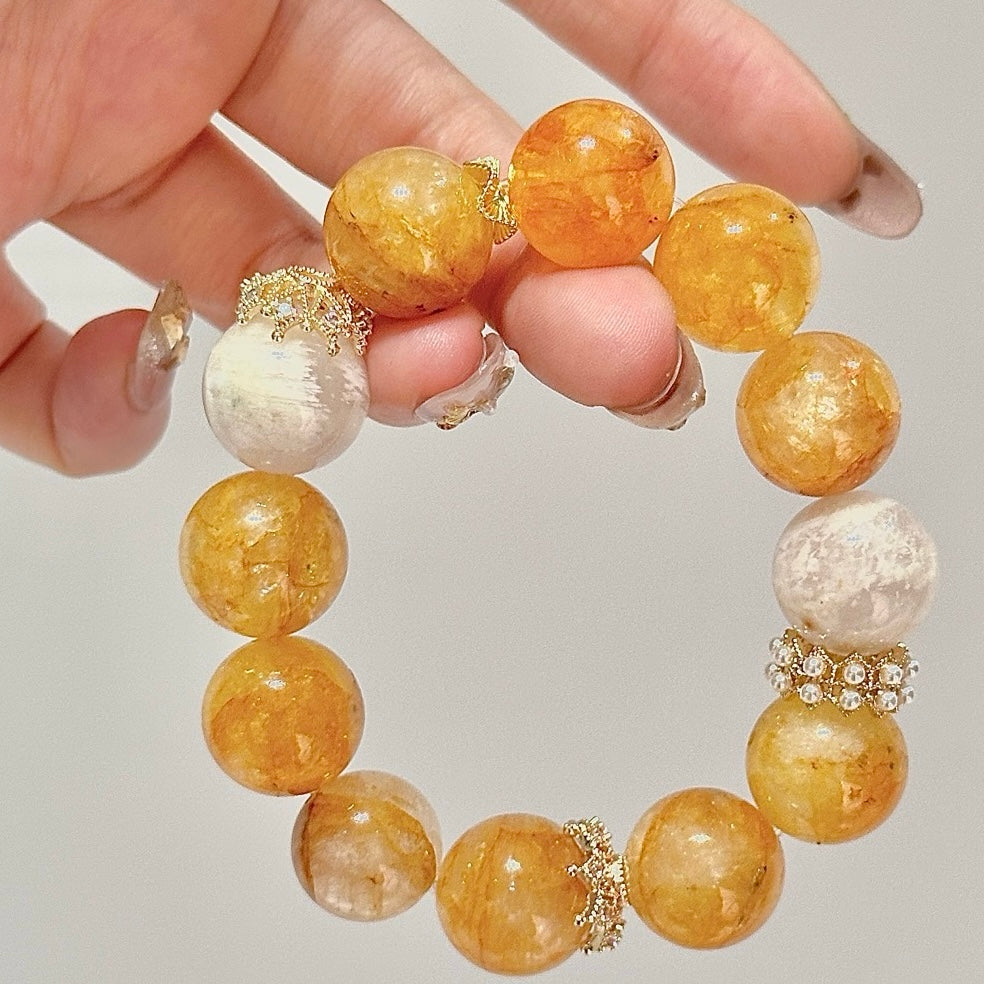 Yellow Resin Flower & Snowflake Phantom Bracelet