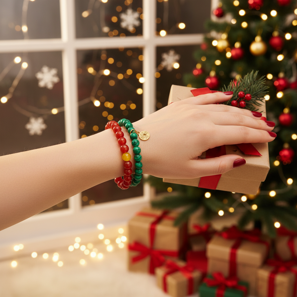 Christmas Mistletoe Duo Crystal Bracelets