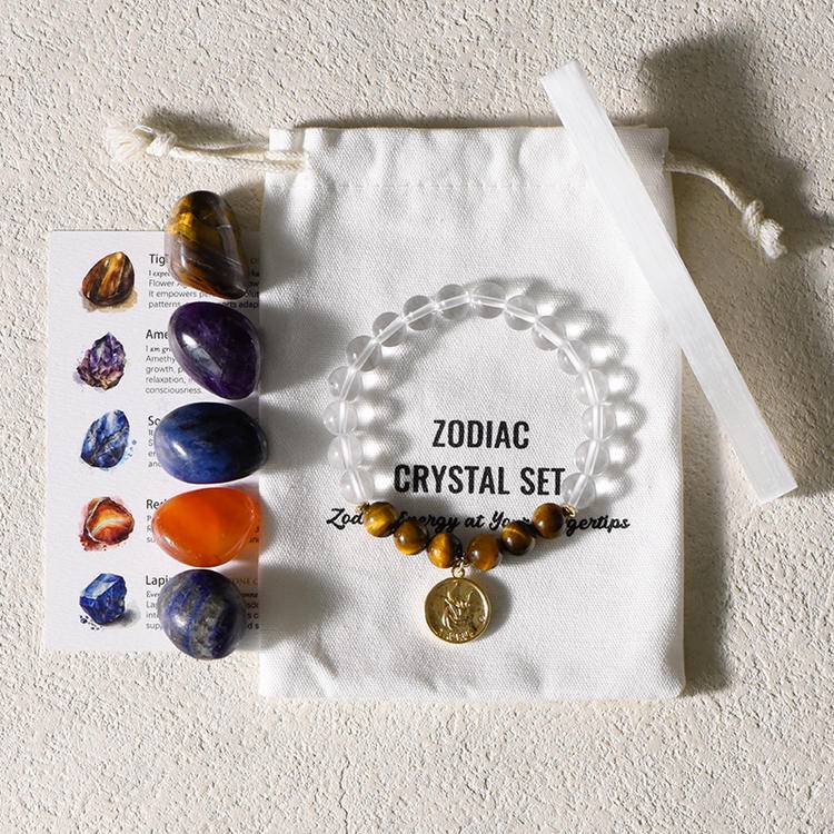 Taurus Zodiac Crystal Stone & Bracelet Set