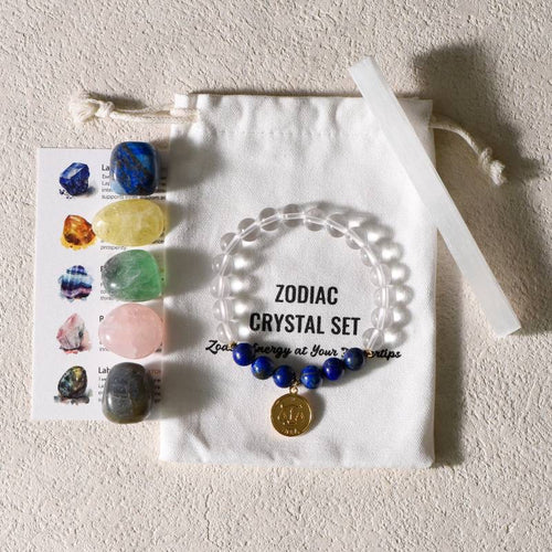Libra Zodiac Crystal Stone & Bracelet Set