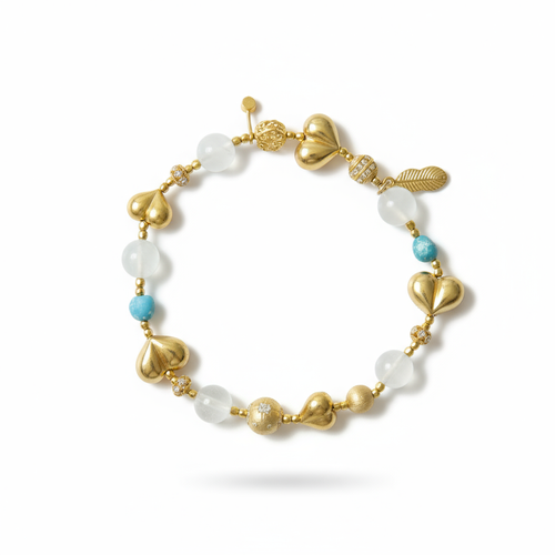 Moonstone Turquoise Silver Heart Bracelet