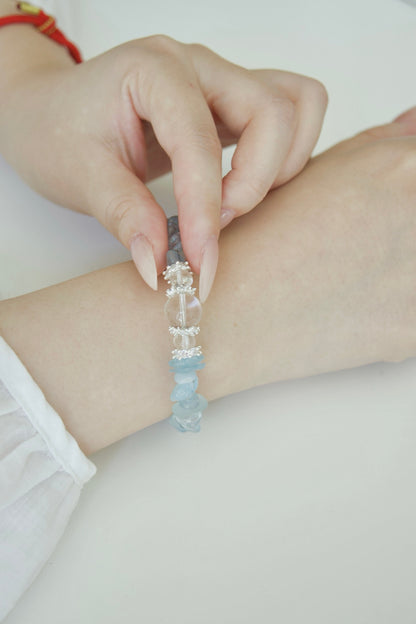 Magnetic Clasp Aquamarine & White Crystal Bracelet