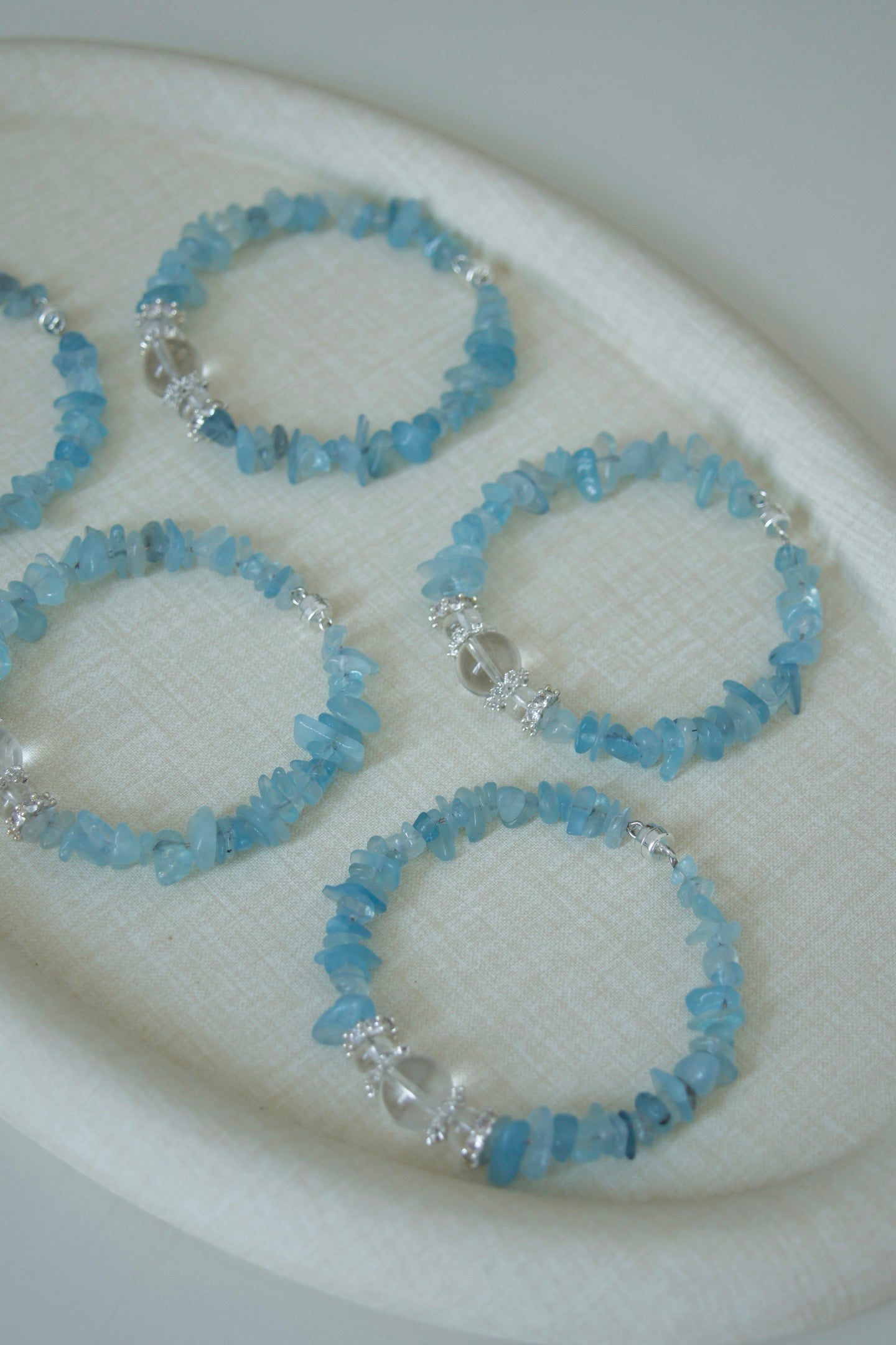 Magnetic Clasp Aquamarine & White Crystal Bracelet