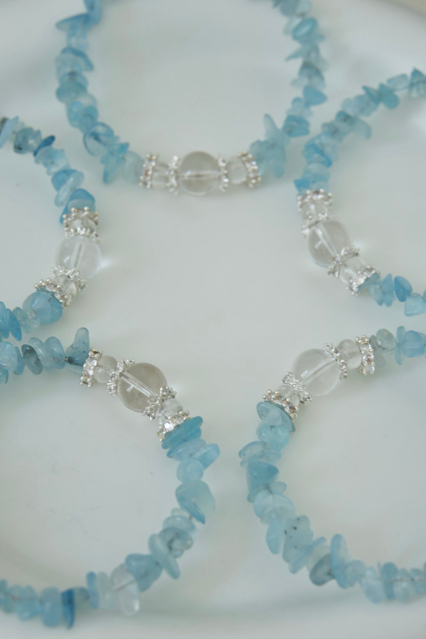 Magnetic Clasp Aquamarine & White Crystal Bracelet