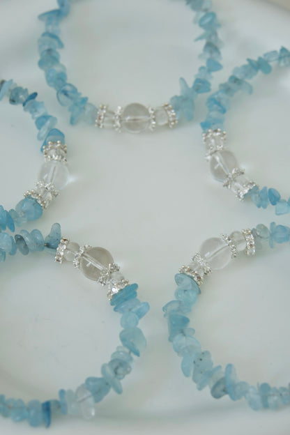 Magnetic Clasp Aquamarine & White Crystal Bracelet