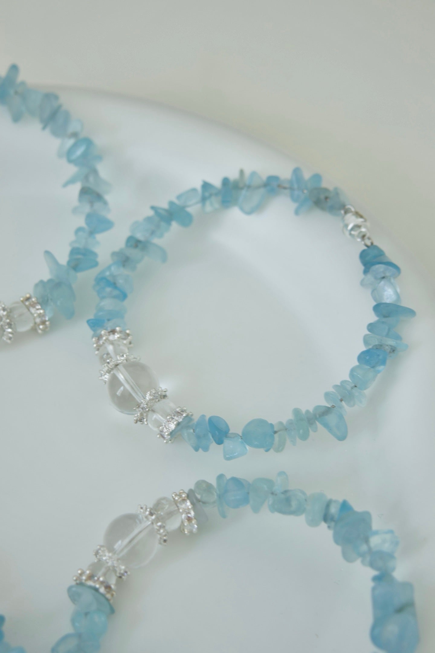 Magnetic Clasp Aquamarine & White Crystal Bracelet