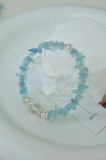 Magnetic Clasp Aquamarine & White Crystal Bracelet