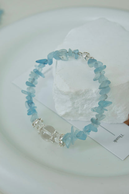 Magnetic Clasp Aquamarine & White Crystal Bracelet