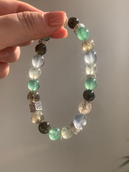 Green Rutilated Quartz & Prehnite Bracelet