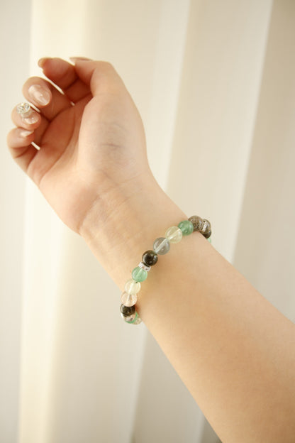 Green Rutilated Quartz & Prehnite Bracelet