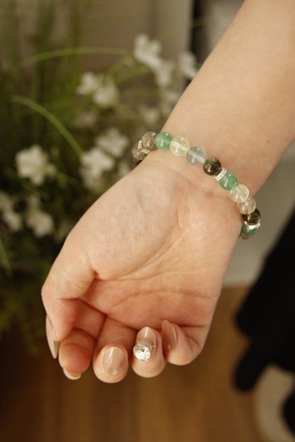 Green Rutilated Quartz & Prehnite Bracelet