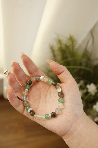 Green Rutilated Quartz & Prehnite Bracelet