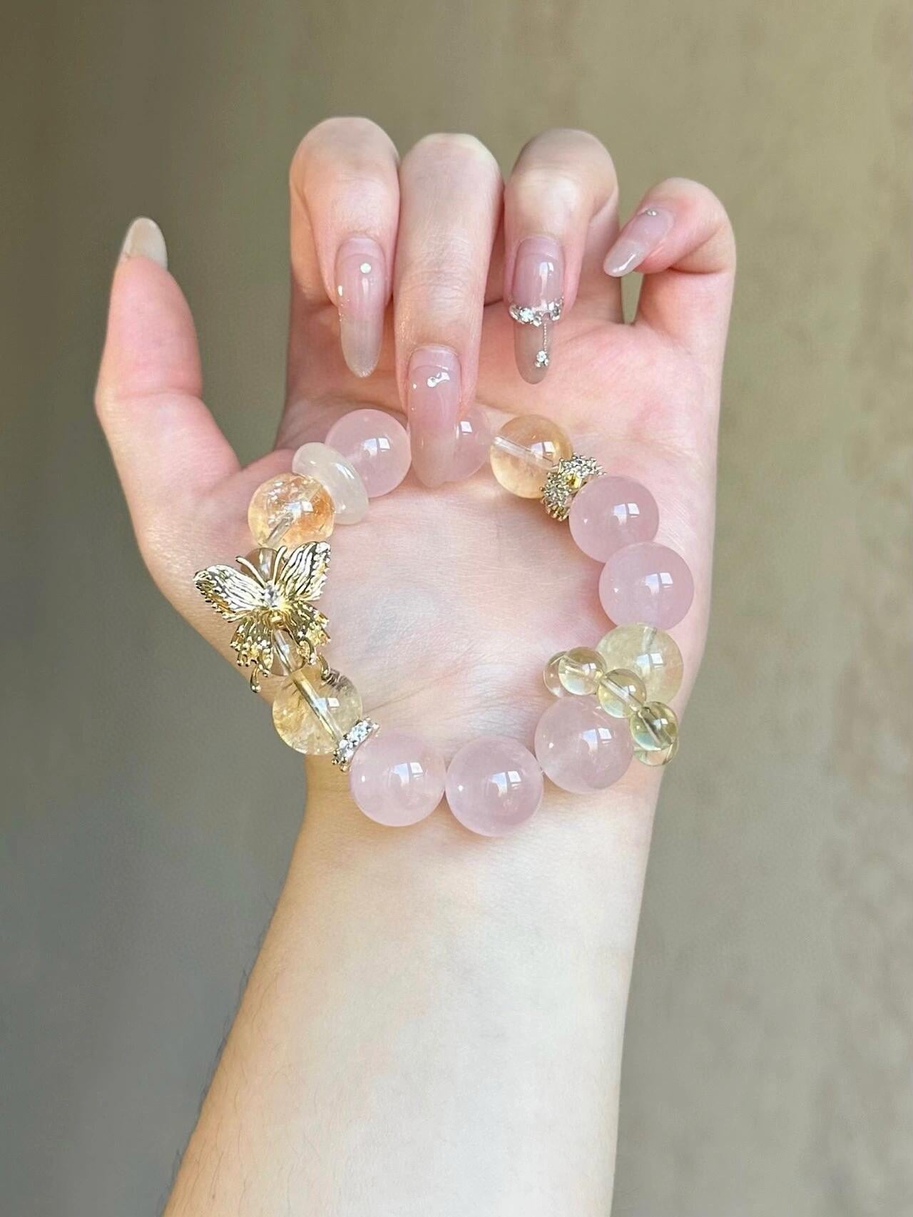 Butterfly-Shaped and Crystal Yellow Crystal Bracelet