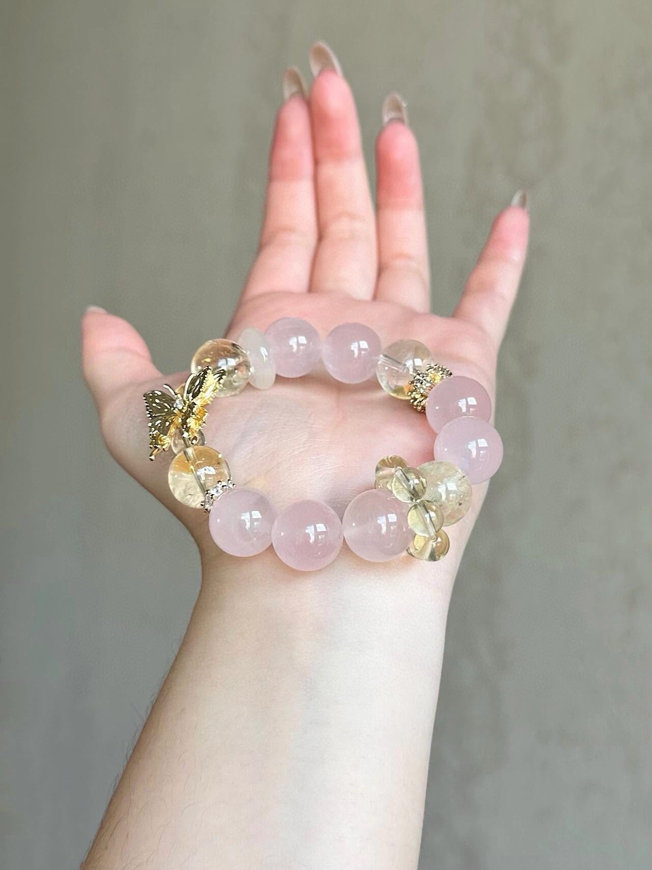 Butterfly-Shaped and Crystal Yellow Crystal Bracelet