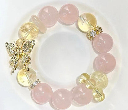 Butterfly-Shaped and Crystal Yellow Crystal Bracelet
