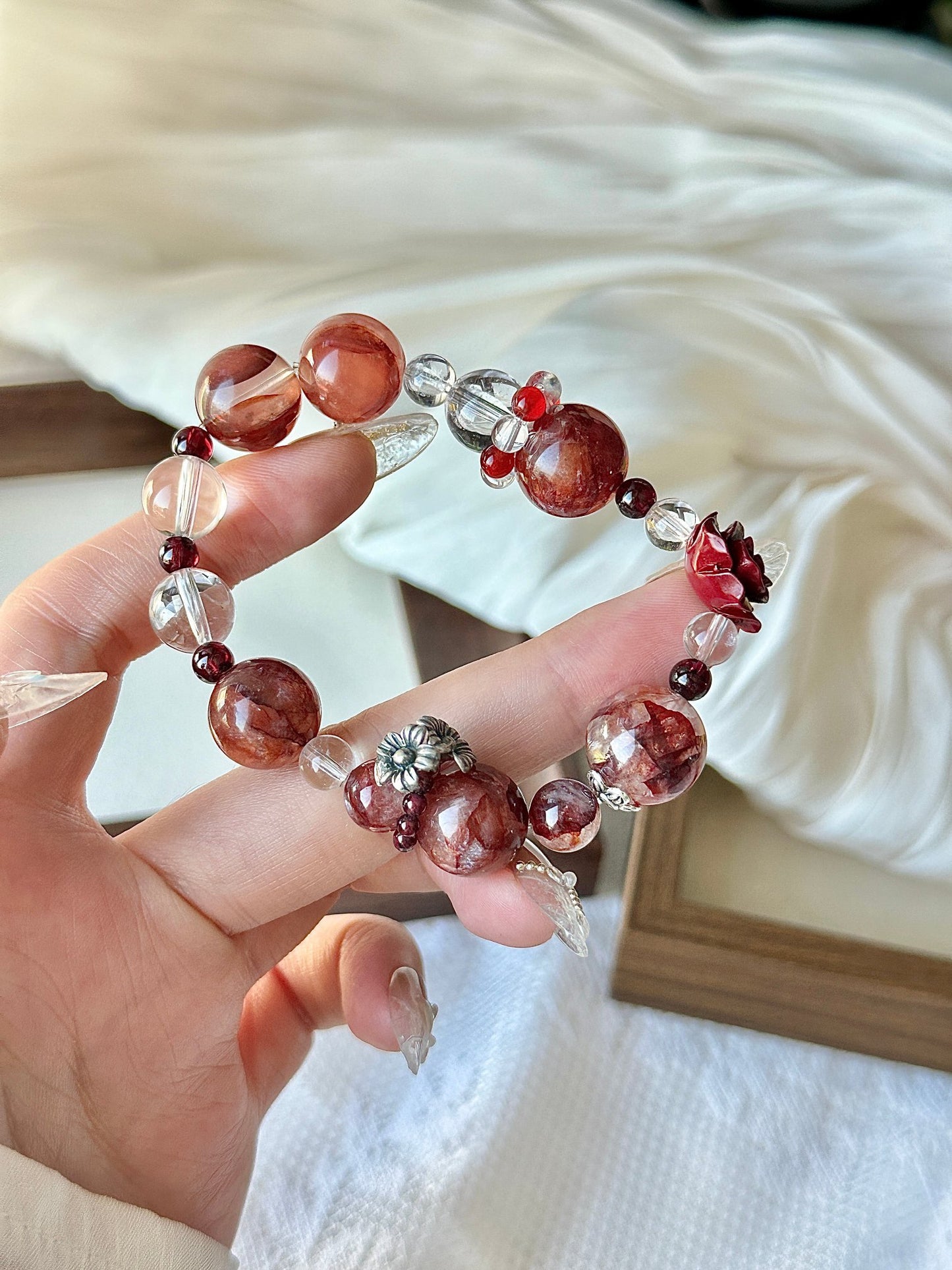 Rose Red Rutilated Crystal Bracelet