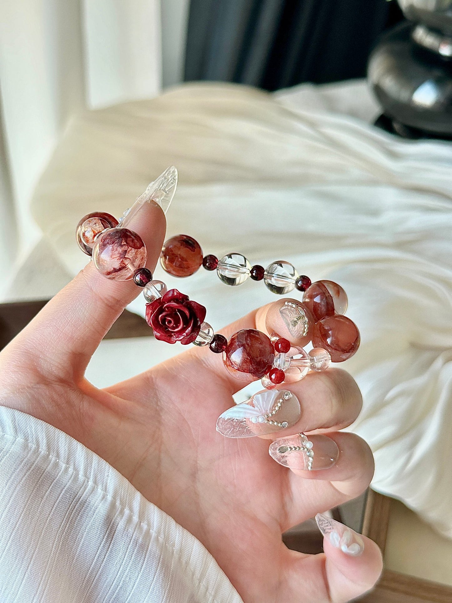 Rose Red Rutilated Crystal Bracelet