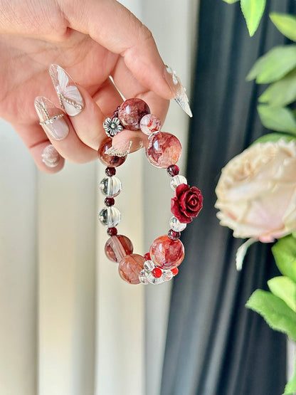Rose Red Rutilated Crystal Bracelet