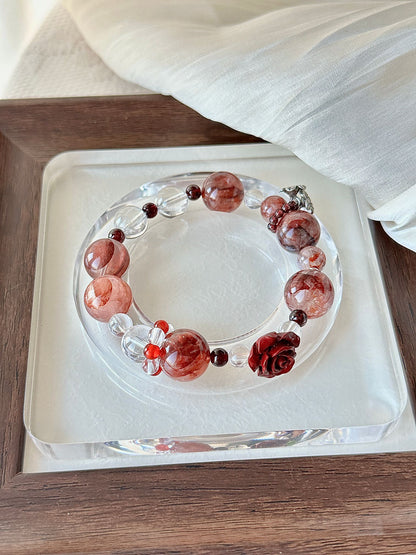 Rose Red Rutilated Crystal Bracelet