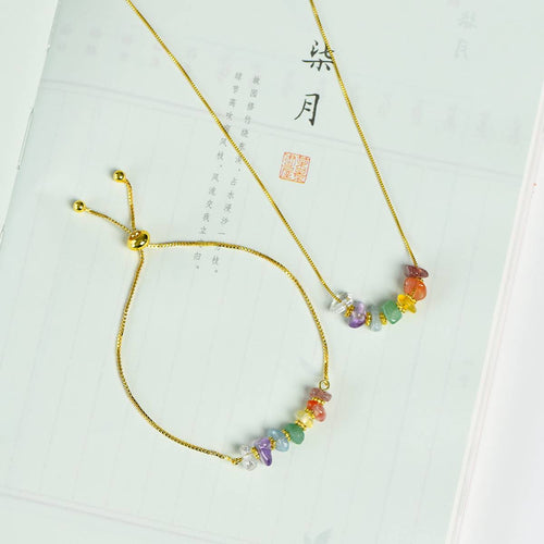 Chakra Crystal Bracelet and Necklace Set