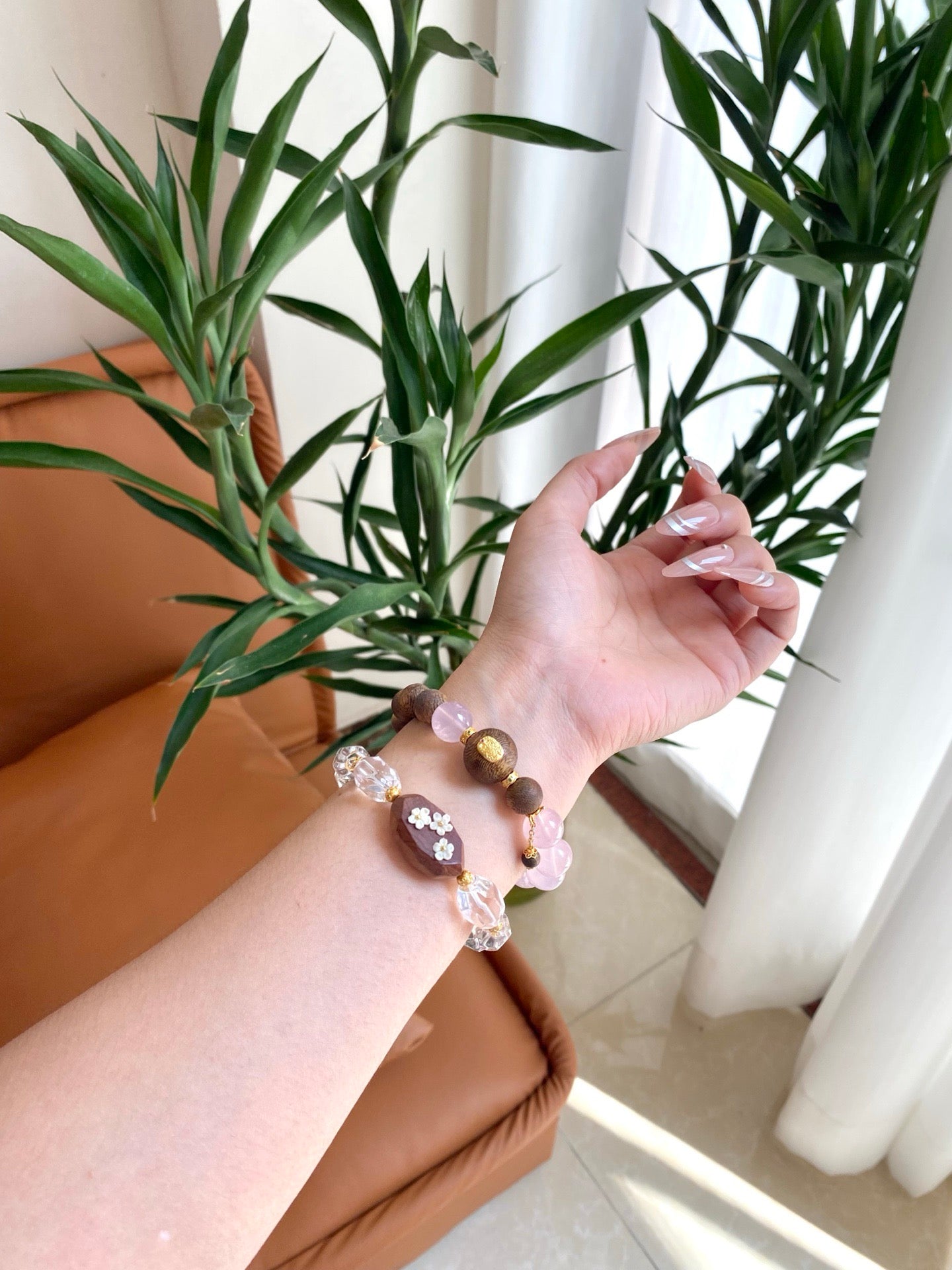 Icy Clear Crystal & Mammoth Plum Bracelet