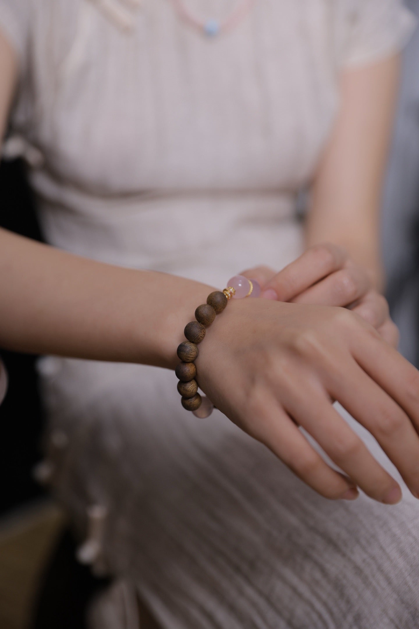 Rose Quartz & Agarwood Grace Bracelet