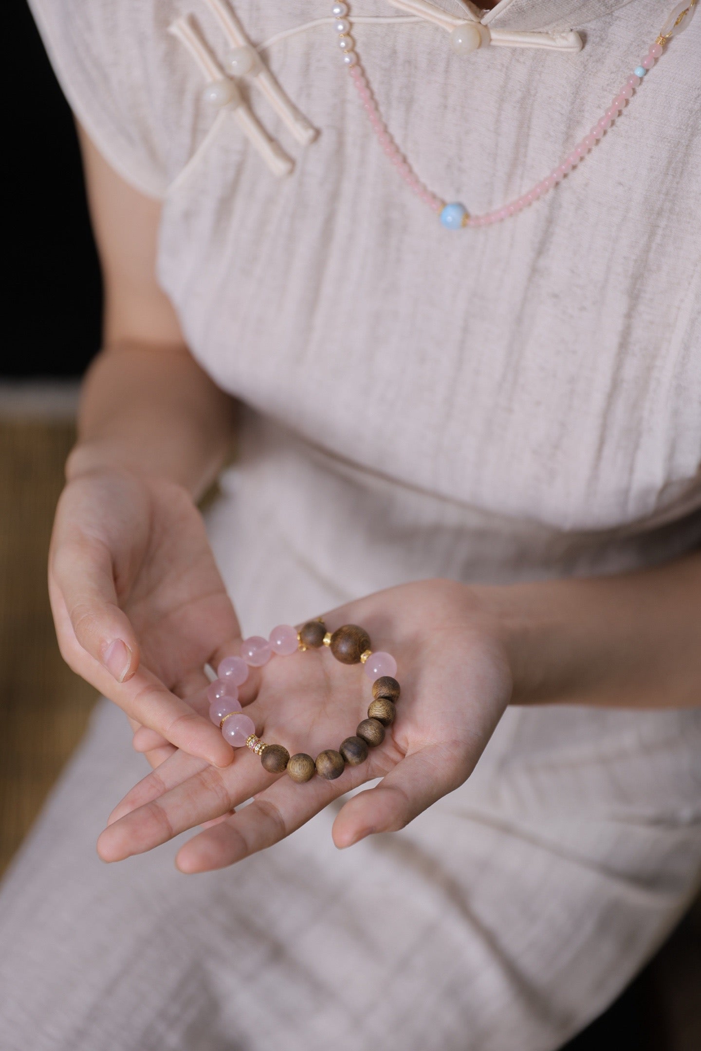 Rose Quartz & Agarwood Grace Bracelet