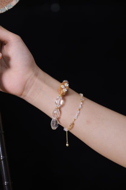 Icy Clear Crystal & Mammoth Plum Bracelet