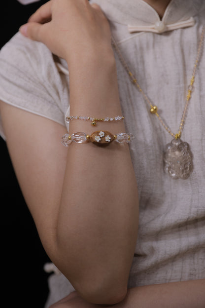 Icy Clear Crystal & Mammoth Plum Bracelet