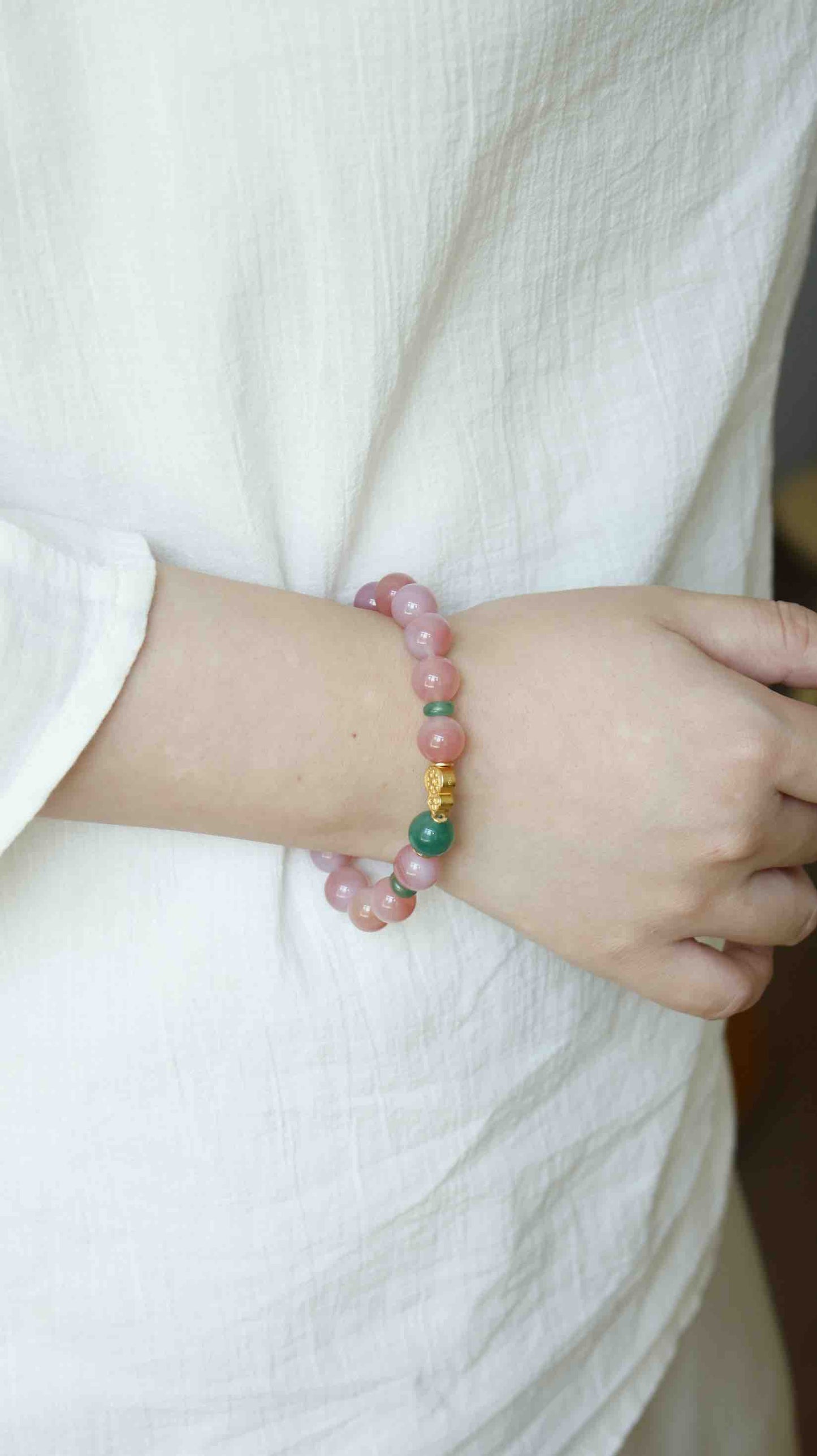 Crimson Agate & Jade Bracelet