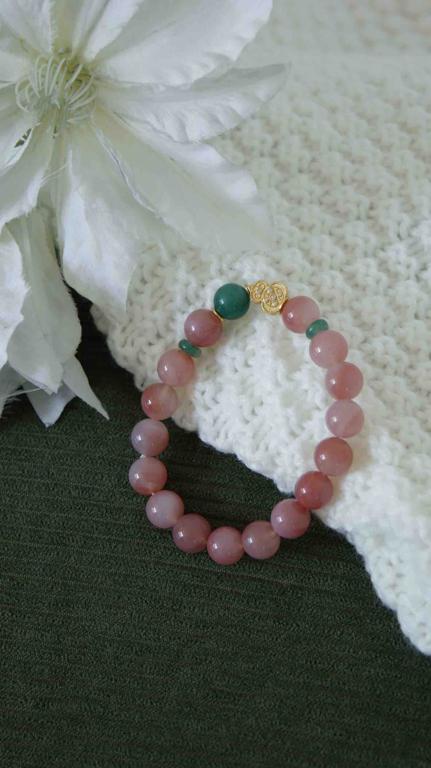 Crimson Agate & Jade Bracelet