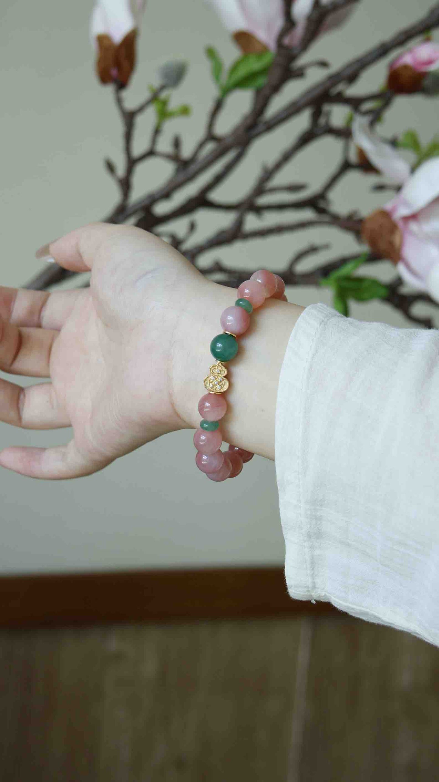 Crimson Agate & Jade Bracelet
