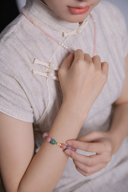 Crimson Agate & Jade Bracelet