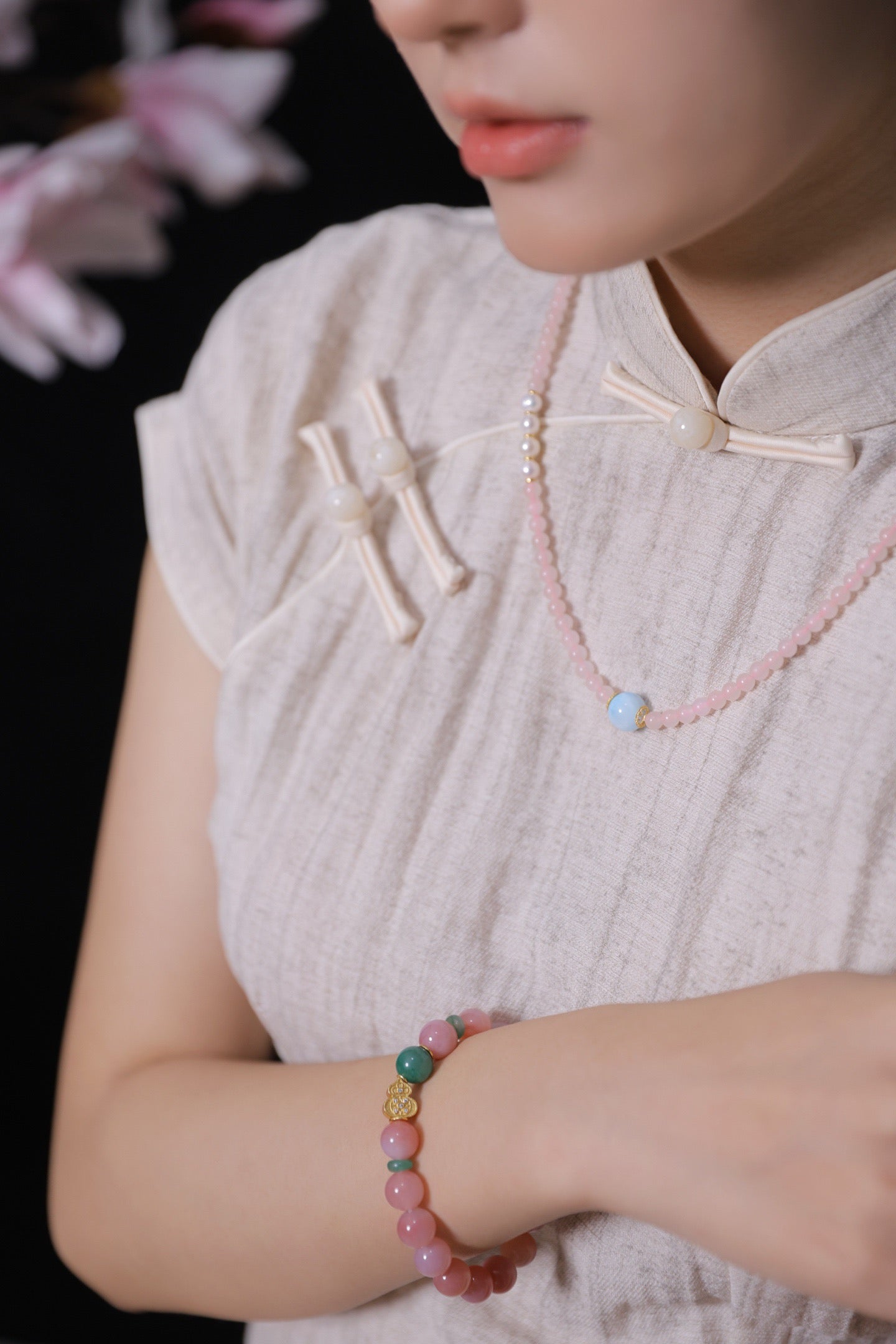 Crimson Agate & Jade Bracelet