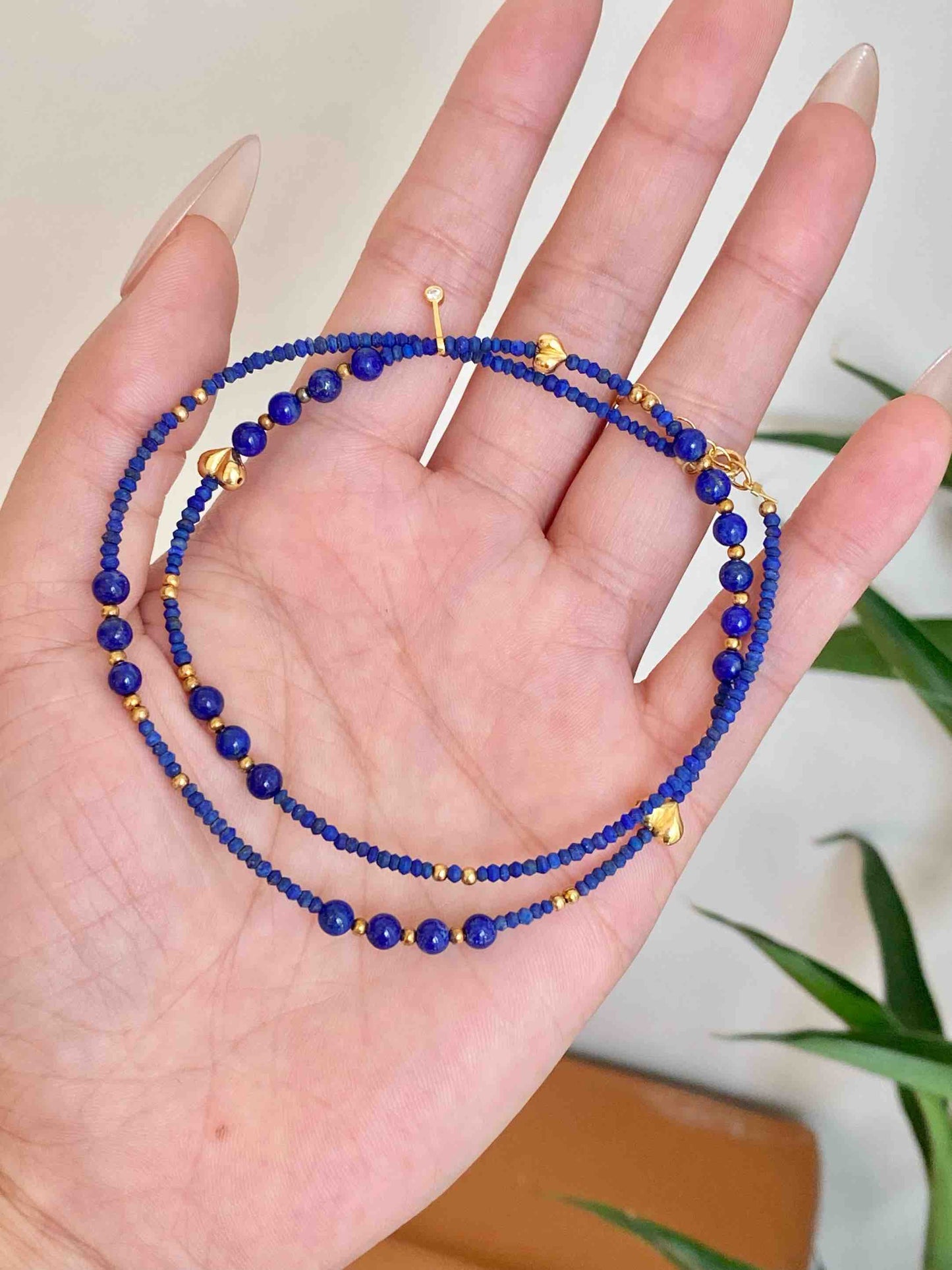 Lapis Lazuli & Gold Peach Necklace