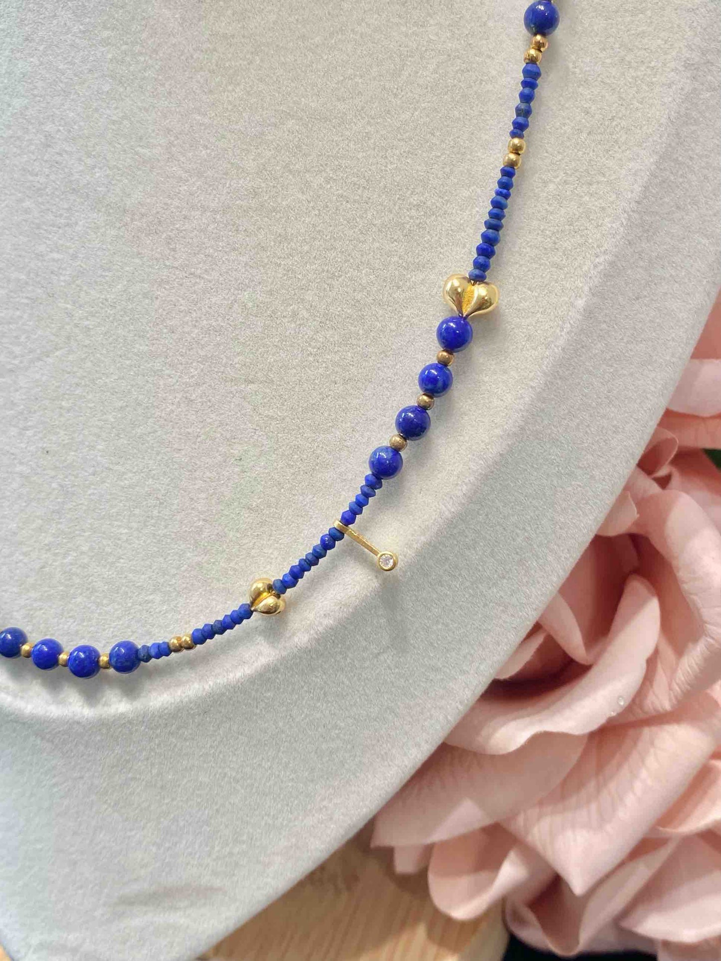 Lapis Lazuli & Gold Peach Necklace
