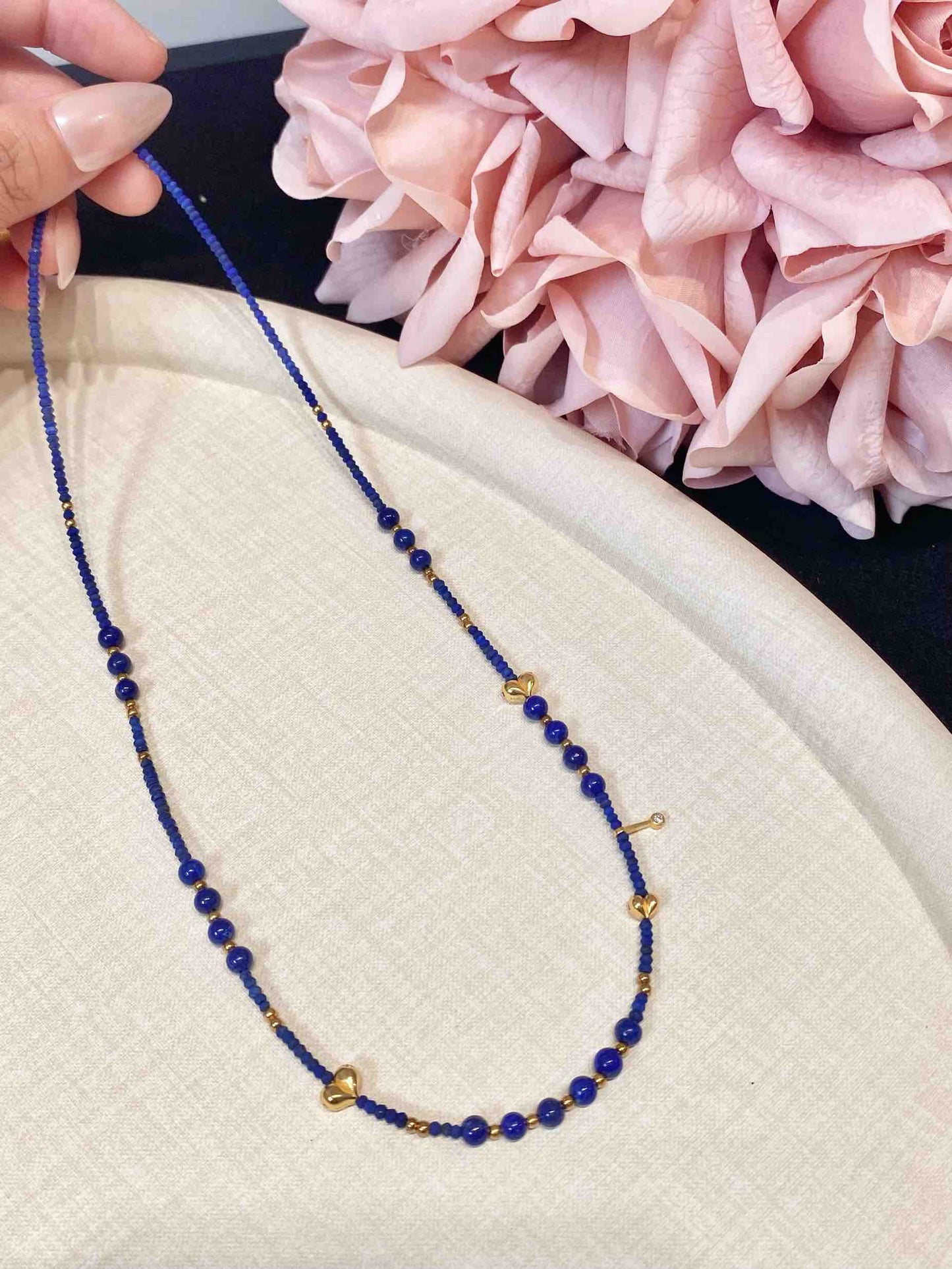 Lapis Lazuli & Gold Peach Necklace