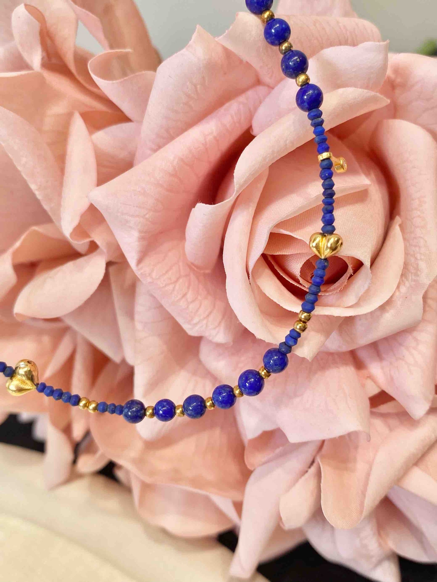 Lapis Lazuli & Gold Peach Necklace