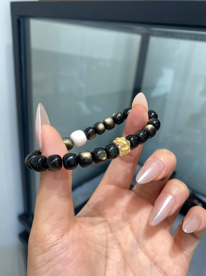 Golden Sheen Obsidian Bracelet