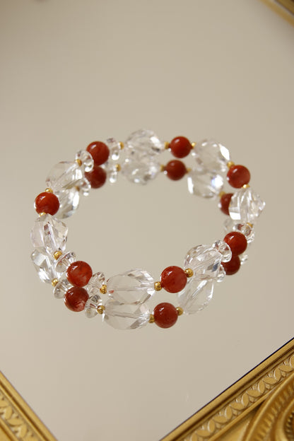 Red Agate Clear Quartz Bracelet