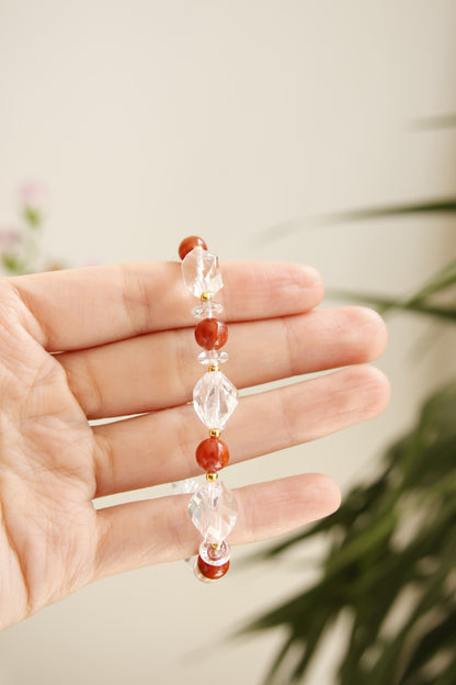 Red Agate Clear Quartz Bracelet