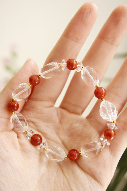 Red Agate Clear Quartz Bracelet