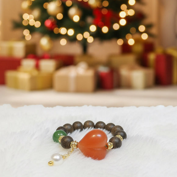 Christmas Peach Crystal Ring