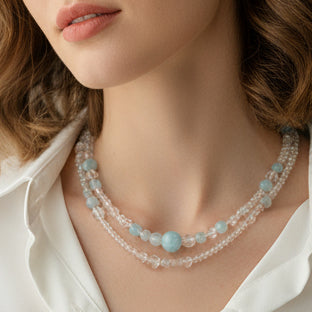 Layered Sea Glow Crystal Necklace